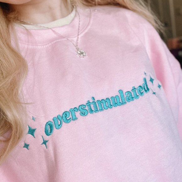 Overstimulated Crewneck Sweatshirt in Pink - Picture 3 of 5